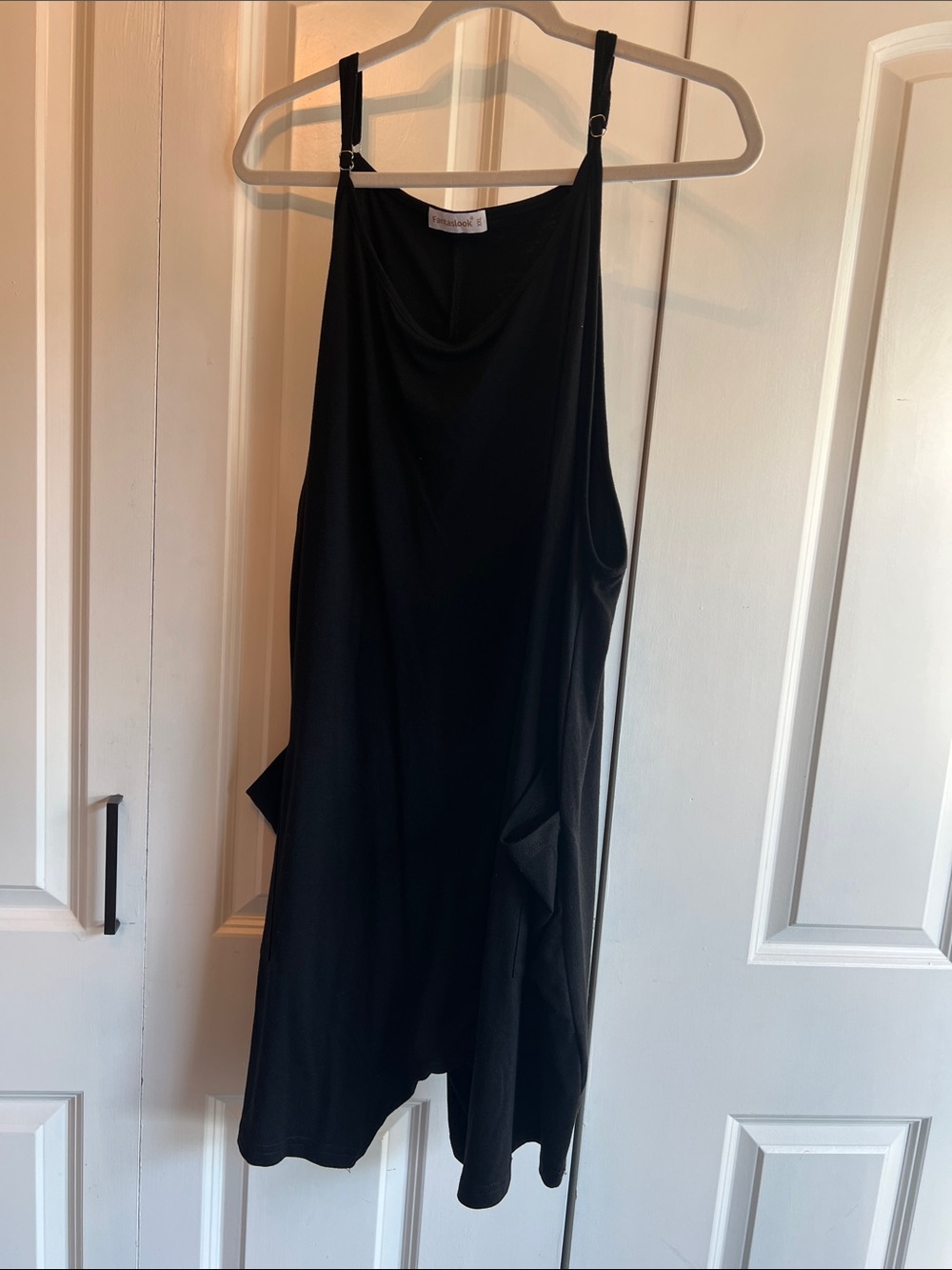 TIk Tok viral! Black Sleeveless Draped Jumpsuit romper with Adjustable Straps